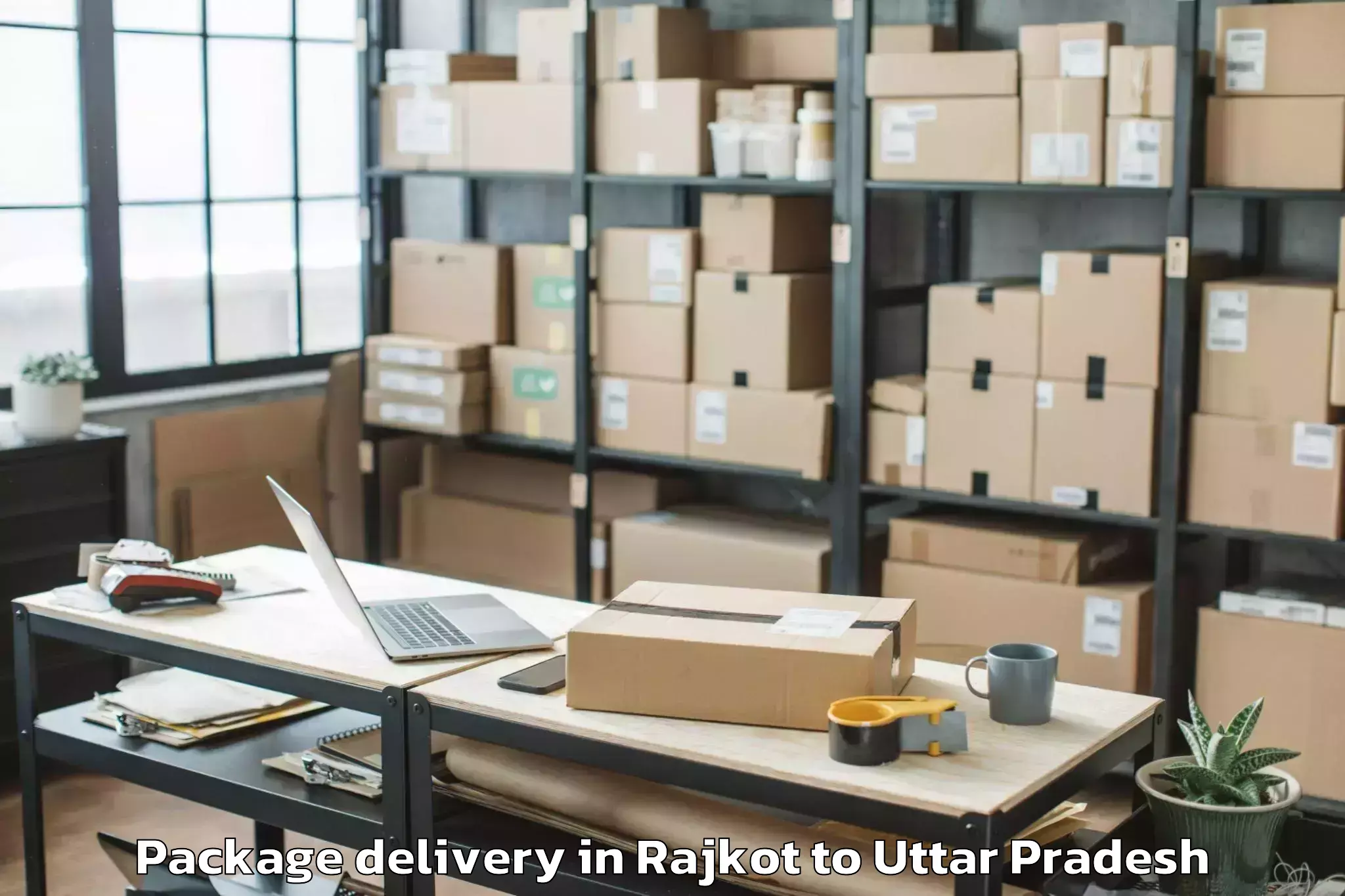 Book Rajkot to Js University Shikohabad Package Delivery